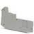 Szary, prostokątny element z tworzywa sztucznego o nieregularnych krawędziach, posiadający kilka szczelin i otworów do mocowania lub łączenia.