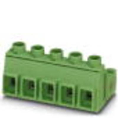 Zielony blok złącza z pięcioma otworami przyłączeniowymi, przeznaczony do połączeń elektrycznych i okablowania w urządzeniach elektronicznych.