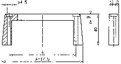 Rysunek techniczny elementu w kształcie litery U z wymiarami: szerokość 40, wysokość 8, grubość 4,5. Szczegóły przedstawiają przekrój profilu i wymiary.
