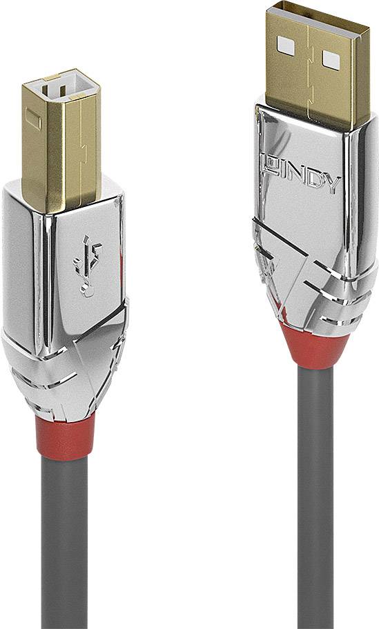 USB-кабель LINDY USB 2.0 чоловічий USB-A, чоловічий USB-B 1.00 м сірий 36641