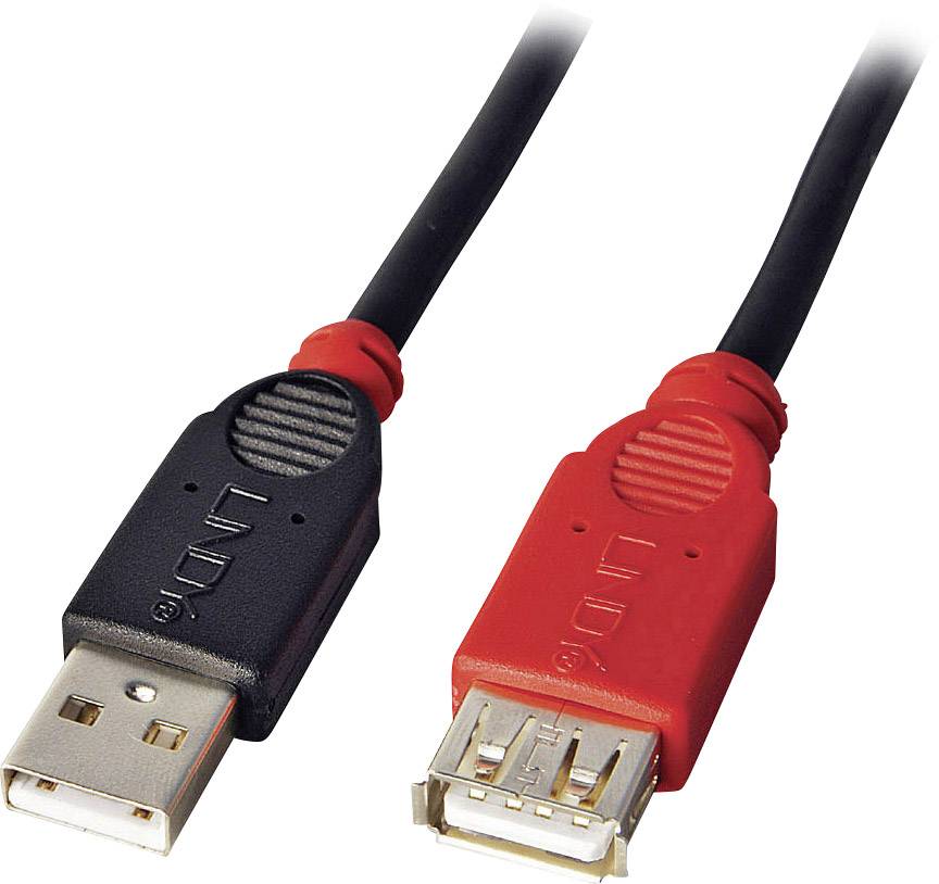 USB-кабель LINDY USB 2.0 чоловічий роз'єм USB-A, жіночий роз'єм USB-A 5.00 м Чорний 42817
