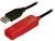 Kabel izolujące USB LINDY z czarną wtyczką USB-A i czerwoną obudową, służące do separacji sygnałów USB.