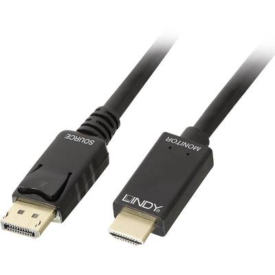 Dwa kable: po lewej wtyk DisplayPort z napisem 'Źródło', po prawej wtyk HDMI z napisem 'Monitor'.