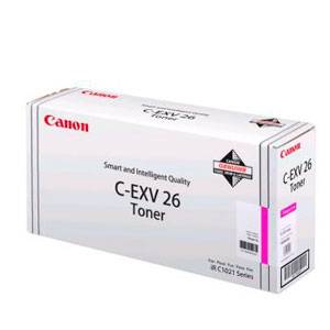 Biała kartonowa opakowanie z napisem 'Canon C-EXV 26 Toner', przeznaczone dla modeli drukarek z serii IR C1021.