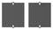 Dwie kwadratowe szare tablice obok siebie, każda z trzema otworami do zawieszenia lub mocowania - u góry, na dole i pośrodku.