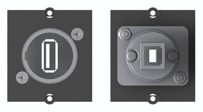 Dwie szare, prostokątne osłony przełączników: po lewej stronie zaokrąglone, po prawej stronie kanciaste, każda z centralnym pionowym wcięciem i śrubami.