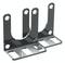 Metalowy uchwyt z dwoma pionowymi wspornikami i wieloma otworami gwintowanymi do mocowania, odpowiedni do celów montażowych.