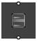 Kwadratowy, czarny włącznik naścienny z jednym przełącznikiem pośrodku. Przełącznik posiada mechanizm kołyskowy.