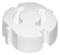 Biały plastikowy kapsiel o zaokrąglonych i prostokątnych krawędziach, często stosowany jako zamknięcie pojemników.
