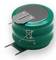 Zielony cylindryczny kondensator z metalowymi stykami na górnej i dolnej powierzchni. Napis „Made in Germany".