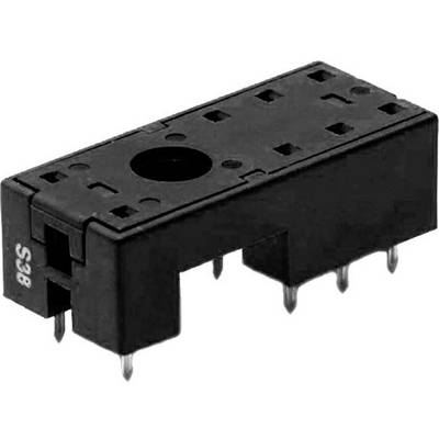 Czarny standardowy gniazdo (podstawka) IC z tworzywa sztucznego z wieloma stykami ułożonymi w dwóch rzędach, przeznaczone do montażu elementów elektronicznych.