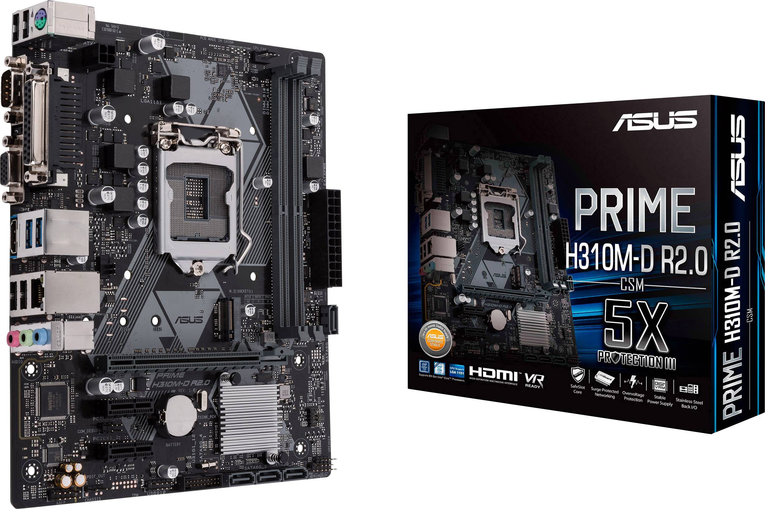 Asus PRIME H310M-D R2.0 Płyta główna Socket (Gniazdo procesora) Intel® 1151v2 Standard konstrukcji Micro-ATX Chipset płyty głównej Intel® H370