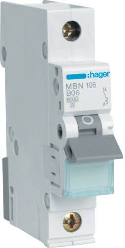 Автоматичний вимикач Hager MBN106 MBN106, 230 В, 400 В, 6 А