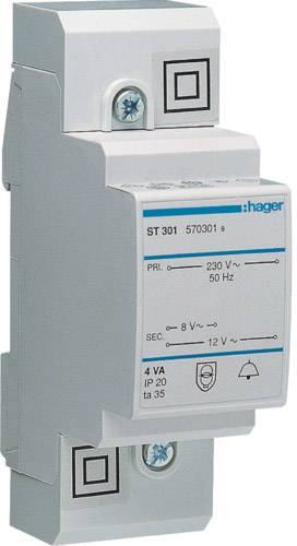 Трансформатор для дверного дзвінка Hager ST301, 8 В, 12 В