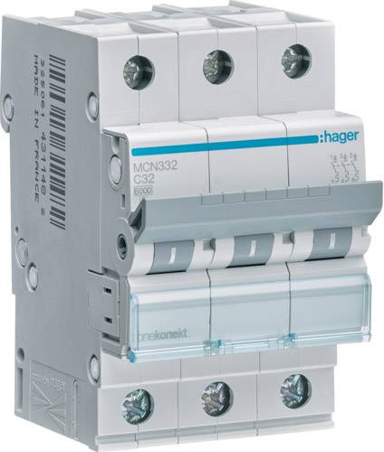 Hager MCN332 MCN332 3-фазний автоматичний вимикач 32.0000 A 230 В, 400 В