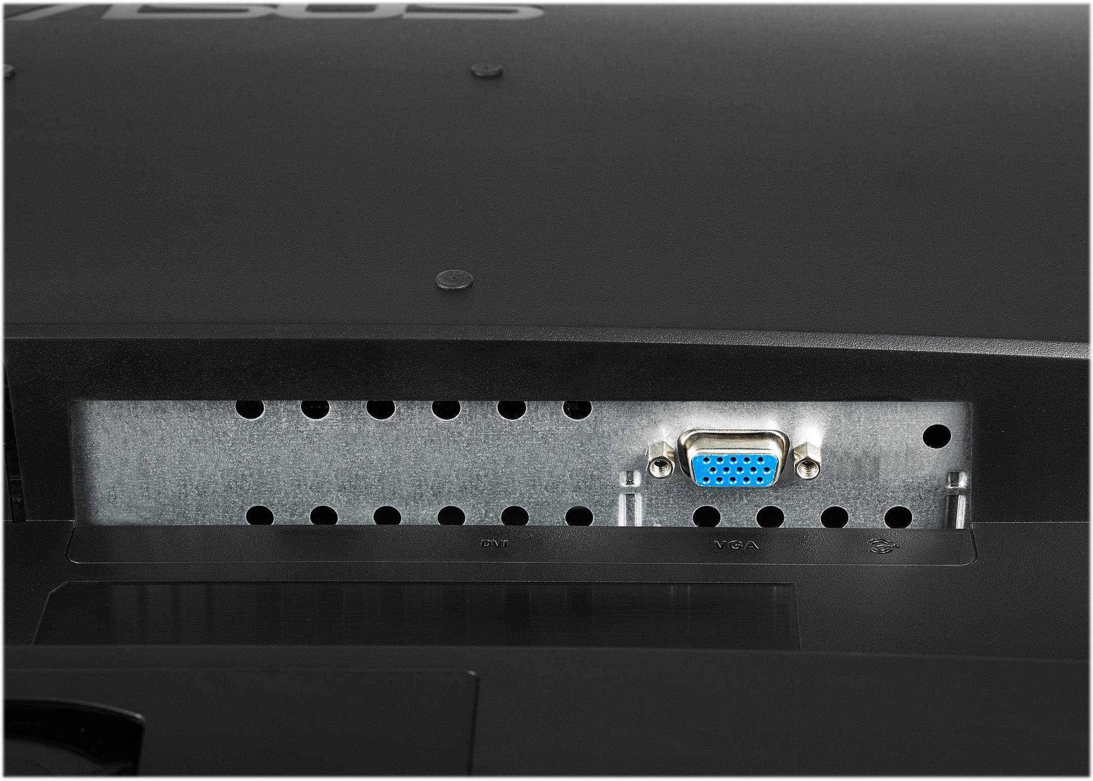 Zbliżenie tylnej części monitora z gniazdem VGA.
