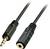 Czarny kabel audio z wtyczką 3,5 mm i gniazdem 3,5 mm. Oznaczenie 'LINDY' na złączach.