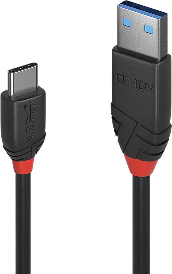 USB-кабель LINDY USB 3.2 Gen1 USB-C® Male, USB-A Male 1,00 м Чорний 36916