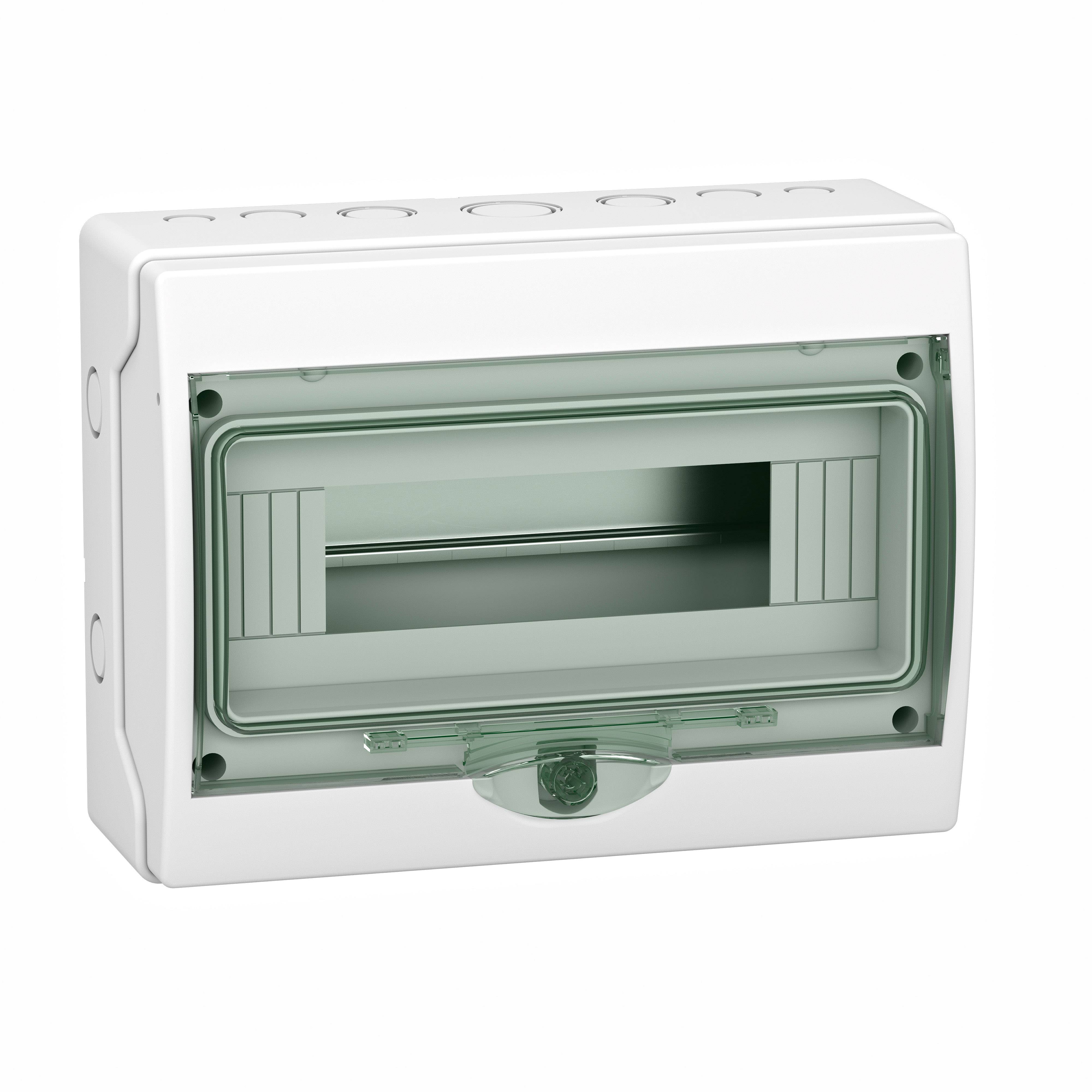 Schneider Electric 13444 13444 Rozdzielnica mała montaż na powierzchni Ilość modułów = 12 Ilość rzędów = 1 Opis 1 szt.