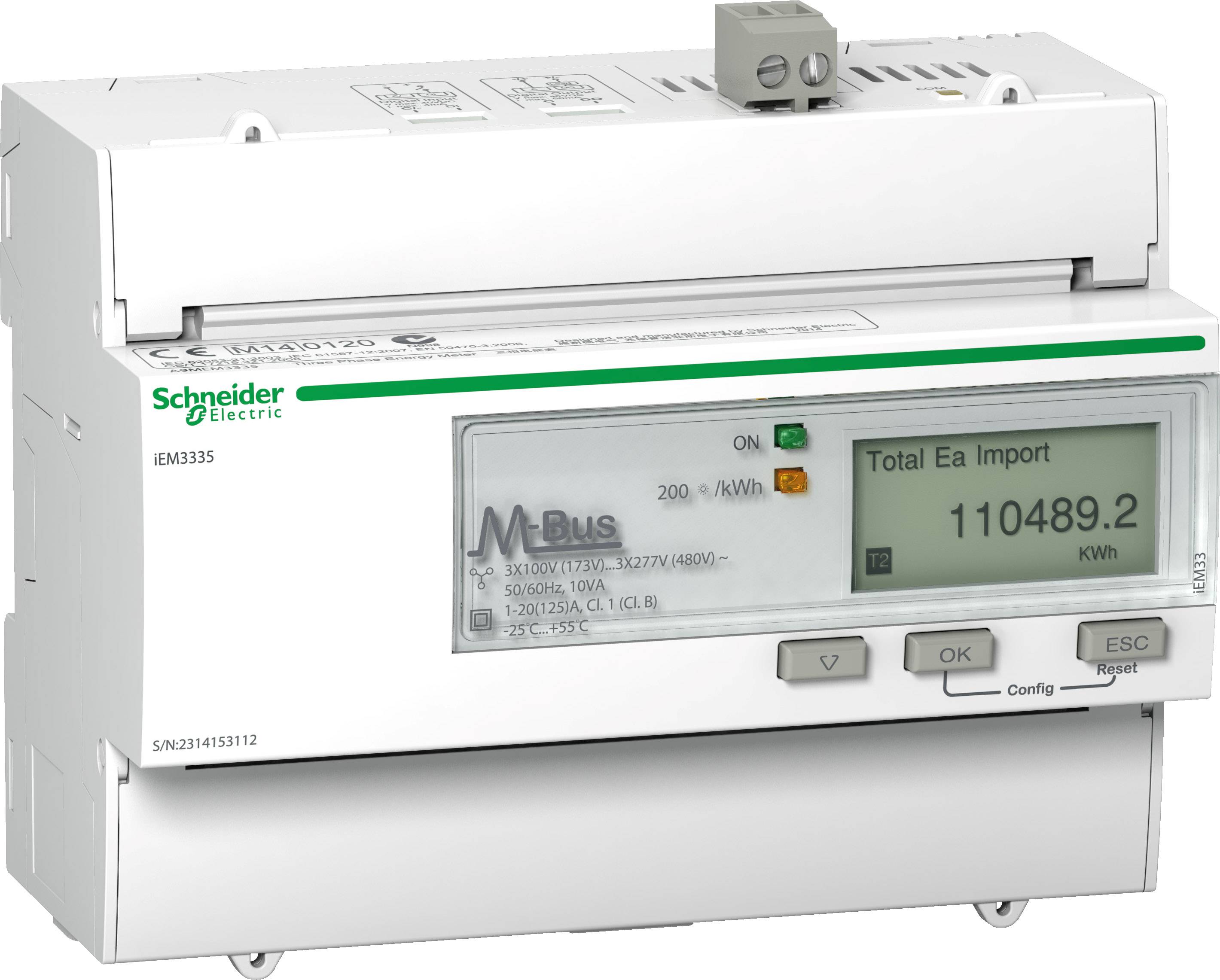 Schneider Electric A9MEM3335 A9MEM3335 Цифровий вимірювач струму E 125 A Сертифікація MID: так 1 шт.