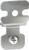 Srebrny metalowy zacisk z wkrętem pośrodku, używany do mocowania przedmiotów na powierzchniach pionowych.