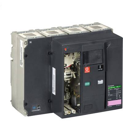 Przemysłowy wyłącznik elektryczny w czarnej obudowie z różnymi przełącznikami do sterowania obwodami elektrycznymi.