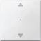 Biała przycisk naścienny z dwoma czarnymi strzałkami, jedną skierowaną w górę, a drugą w dół, służący do sterowania żaluzjami lub roletami.