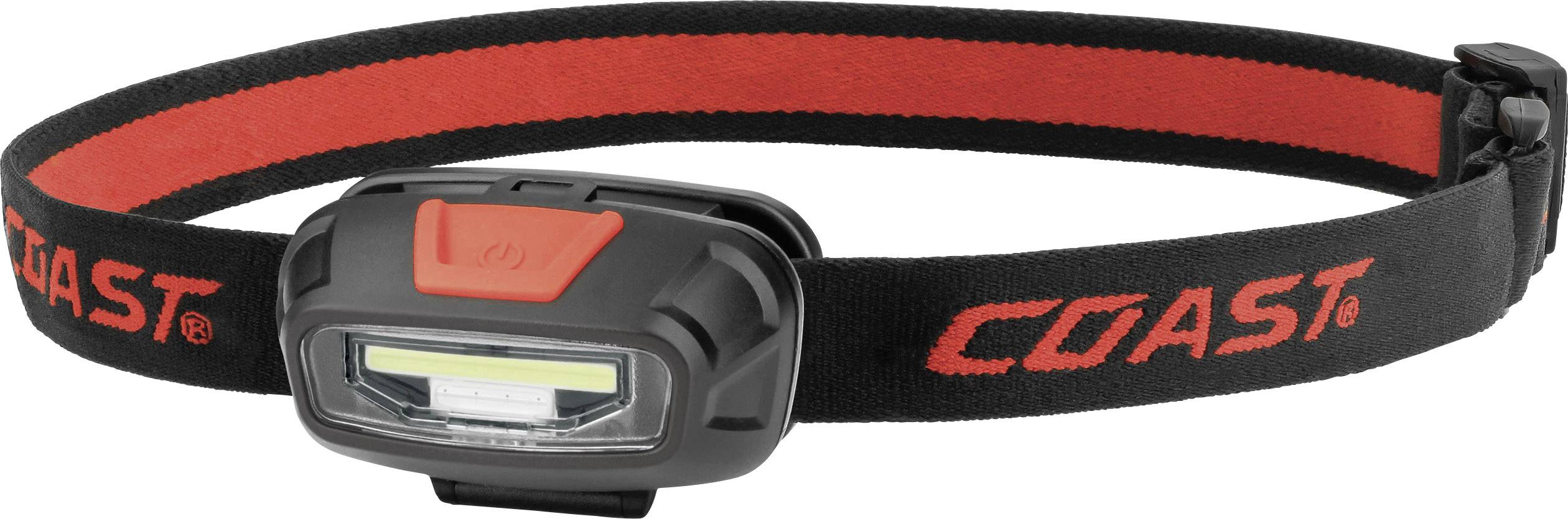 Czołówka z czarnym i czerwonym paskiem. Przód jest czarny z czerwonym przyciskiem. Marka 'Coast' na pasku w kolorze czerwonym.