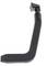 Czarny metalowy ramię z wygiętym końcem i rowkowaną powierzchnią. Służy jako dźwignia lub uchwyt w zastosowaniach technicznych.
