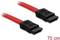 Czerwony kabel SATA z czarnymi złączami na obu końcach, długości 70 cm.