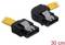 Dwa czarne kable SATA z żółtą izolacją, jeden prosty, drugi kątowy 90 stopni, długość: 30 cm.