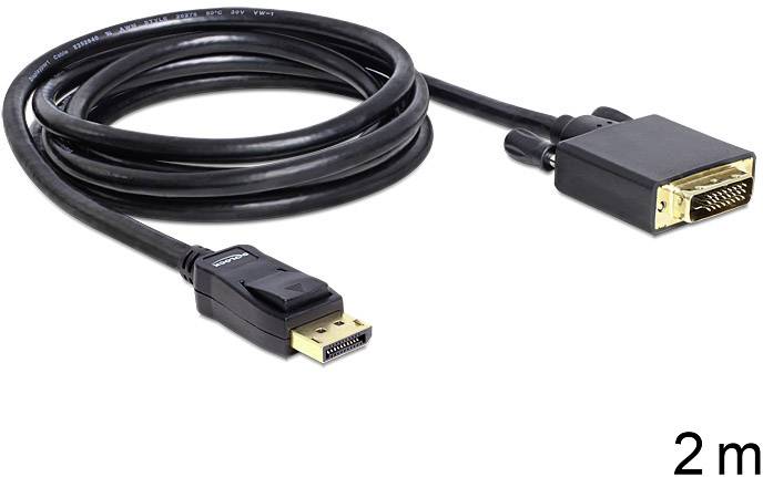 Адаптер Delock DisplayPort / DVI Роз'єм DisplayPort, DVI-D 24+1pin. Роз'єм 2.00 м чорний 82591 Кабель DisplayPort