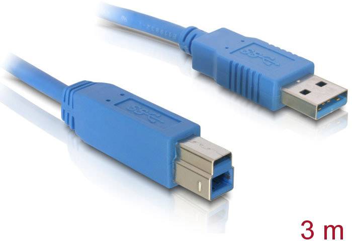 USB-кабель Delock USB 3.2 Gen1 USB-A male, USB-B male 3,00 м сині позолочені контакти 82581