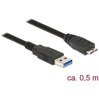 Kabel USB, długości około 0,5 m, ze standardowym złączem USB na złącze micro-USB.