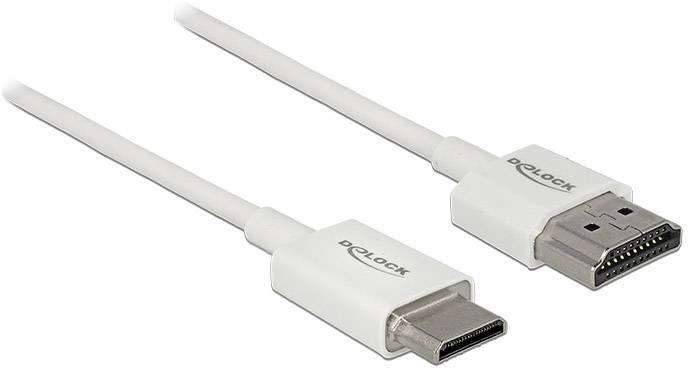 Biały kabel USB-C na DisplayPort firmy Delock, używany do łączenia urządzeń z różnymi złączami.