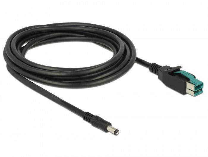 Długi czarny kabel z końcówką specjalnego złącza. Używaj go do urządzeń elektronicznych.