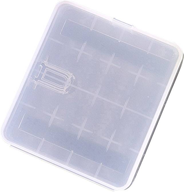 Przezroczysty, kwadratowy pojemnik z tworzywa sztucznego z pokrywą na zawiasach. Odpowiedni do przechowywania małych przedmiotów.