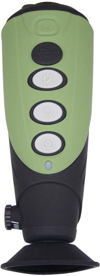 Zielony i czarny sprzęt z przyciskami, prawdopodobnie noktowizor lub lornetka.