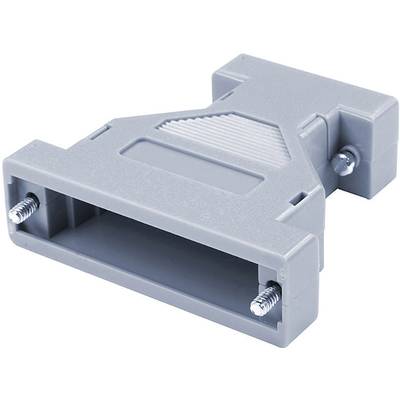 Szary adapter z tworzywa sztucznego z dwoma śrubami, przeznaczony do połączeń interfejsów szeregowych.
