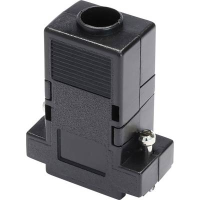 Czarny adapter wtykowy z tworzywa sztucznego z śrubami do łączenia kabli.