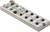 Prostokątny, metalowy moduł łączeniowy z wieloma przyłączami i gniazdami do zastosowań przemysłowych.