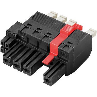 Czarno-czerwony elektryczny złącz wielostykowy, odpowiedni do zastosowań przemysłowych.
