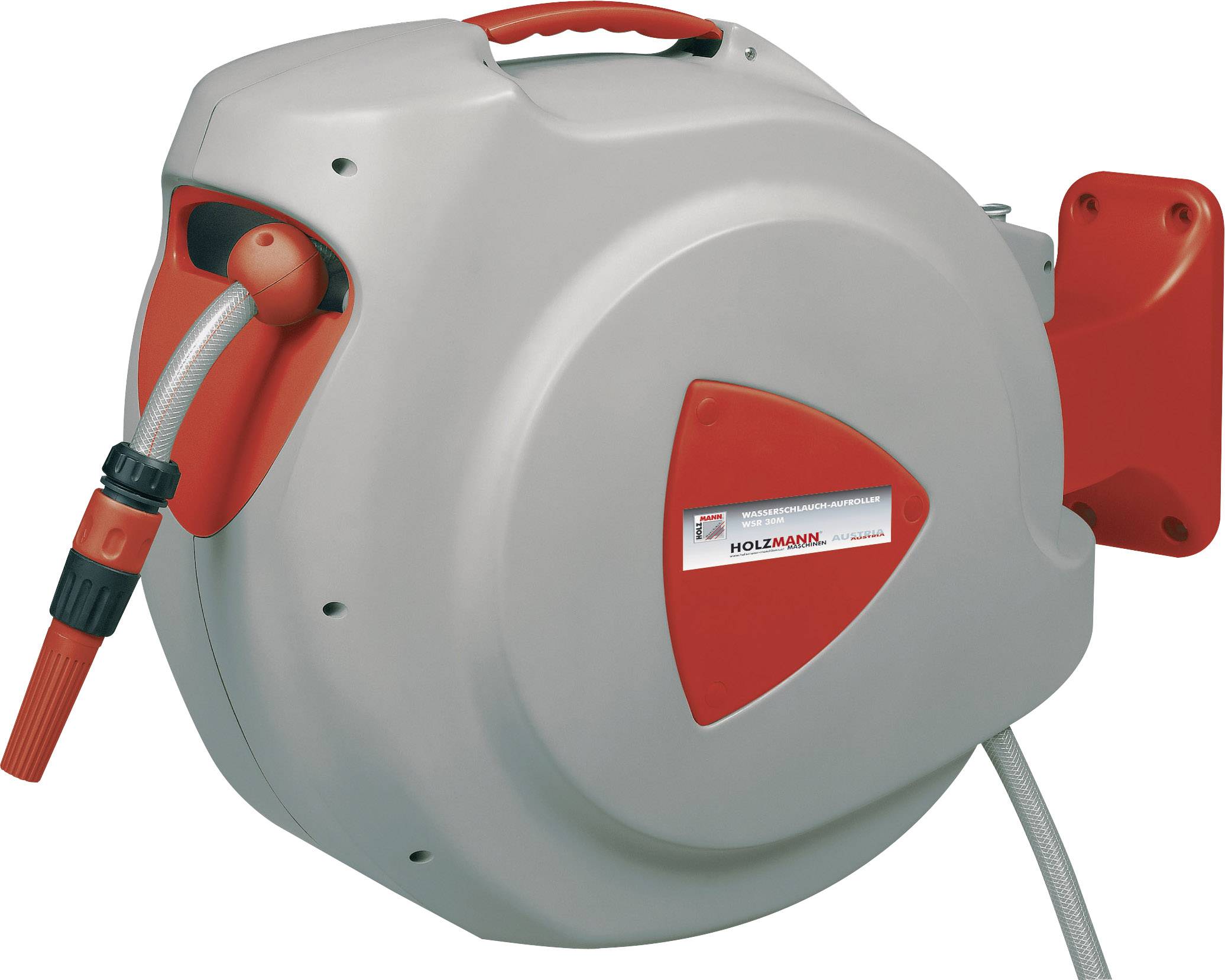 Котушка для садового шланга Holzmann Maschinen WSR30M 12,7 мм 30 м 1/2 дюйма 1 шт. червона, сіра