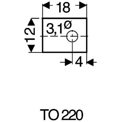 Rysunek prostokątnego elementu o wymiarach 18x12 mm. Otwór o średnicy 3,1 mm znajduje się 4 mm od krawędzi. Tekst 'TO 220'.