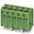 Zielony 5-biegunowy blok złącza z możliwością wprowadzenia przewodu od boku i od góry, odpowiedni do stosowania w obwodach elektronicznych.