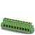 Zielony, dziewięciostopniowy blok zacisków wtykowych do połączeń elektrycznych, z dwoma śrubami mocującymi po bokach.