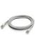 Szary kabel Ethernet z dwoma wtyczkami RJ45, zwinięty na białym tle.