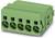 Zielony złącze elektryczne, odpowiednie do instalacji elektrycznych, z pięcioma punktami przyłączeniowymi, o prostokątnym kształcie.