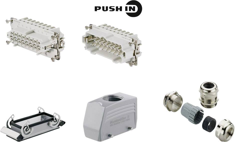 Obraz przedstawia różne komponenty przemysłowego systemu złączy ze szczególnym uwzględnieniem złączy modułowych i połączeń śrubowych.