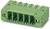 Zielony elektryczny moduł listwy zaciskowej z wieloma gniazdami i zaciskami śrubowymi, stosowany do podłączeń elektrycznych.
